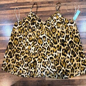 Abound Leopard Print Cami Tank‎ Top Spaghetti Strap Flowy Blouse Size M